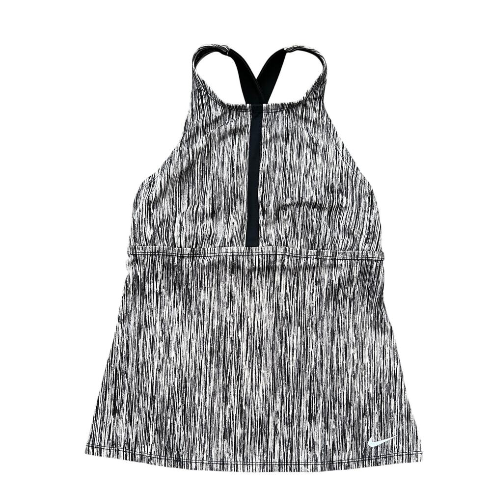 Nike Tankini Swim Top Cross Strap Gray Bra Yoga Workout Size Small *No Bra Pads*